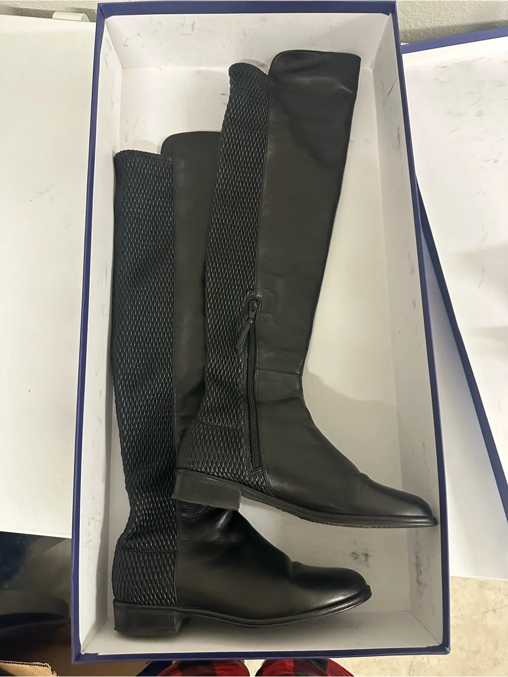 Stuart Weitzman Black Women's Knee-High Zip Riding Boots